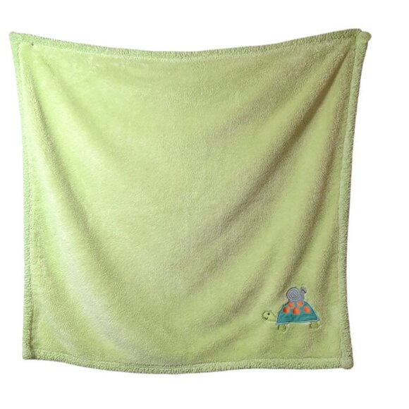 Turtle & Snail Green Baby Lovey Security Blanket 30" X 33" - Picture 3 of 3